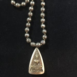 Pyrite Prayer Bead Golden Buddha Mala Neclace