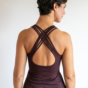 CRISS CROSS Open Back, Built in Bra Tank Top, Sexy Backless Top 