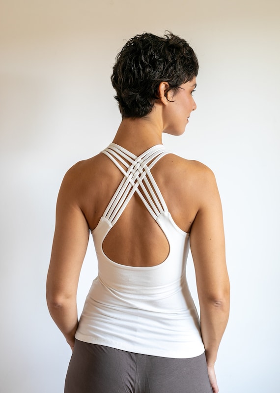 Faith Strappy Yoga Tank Top With Built in Bra in White -  Canada