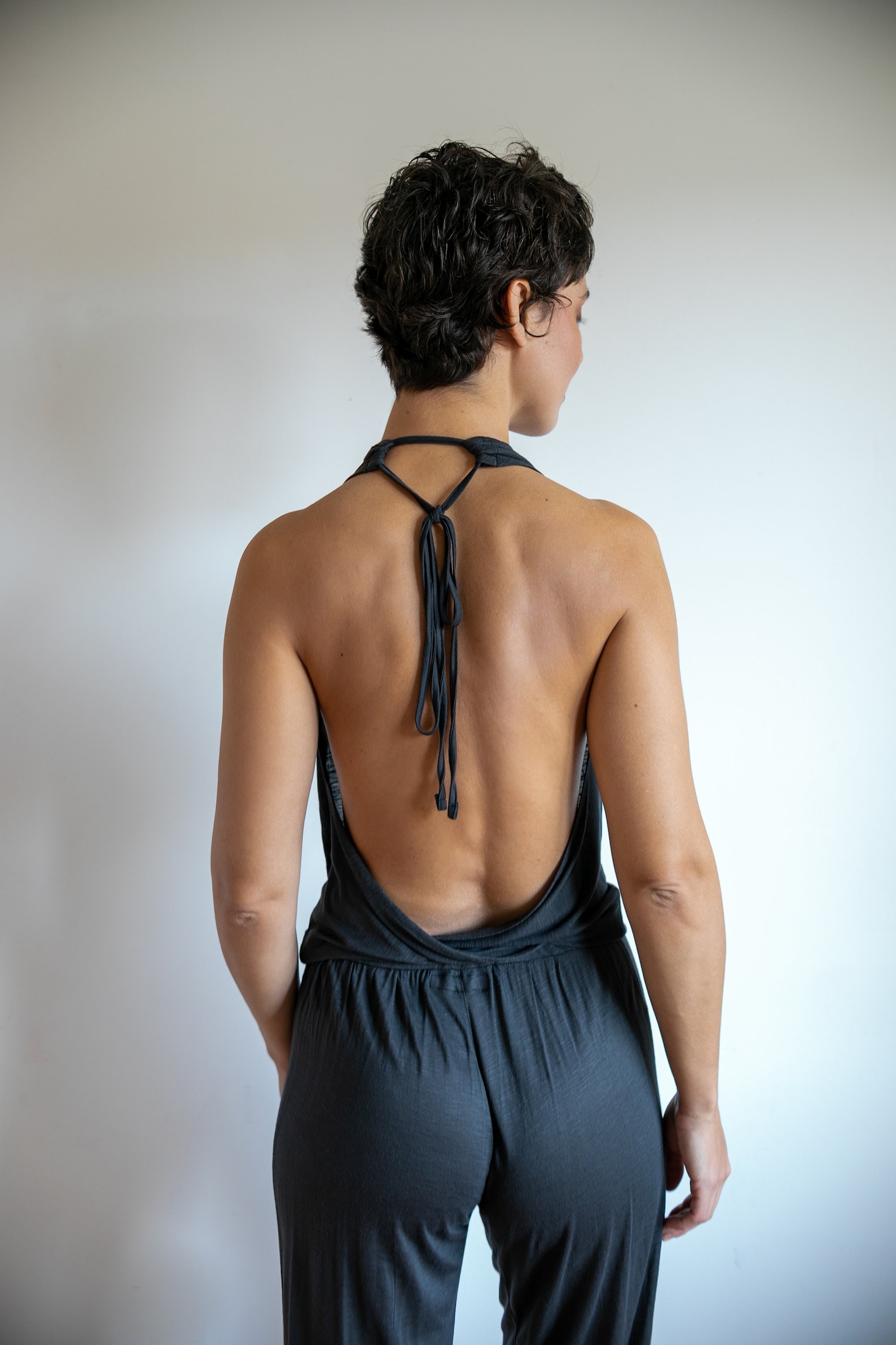 Evelina Backless Yoga Jumpsuit Onesie in Smoky Pearl Etsy