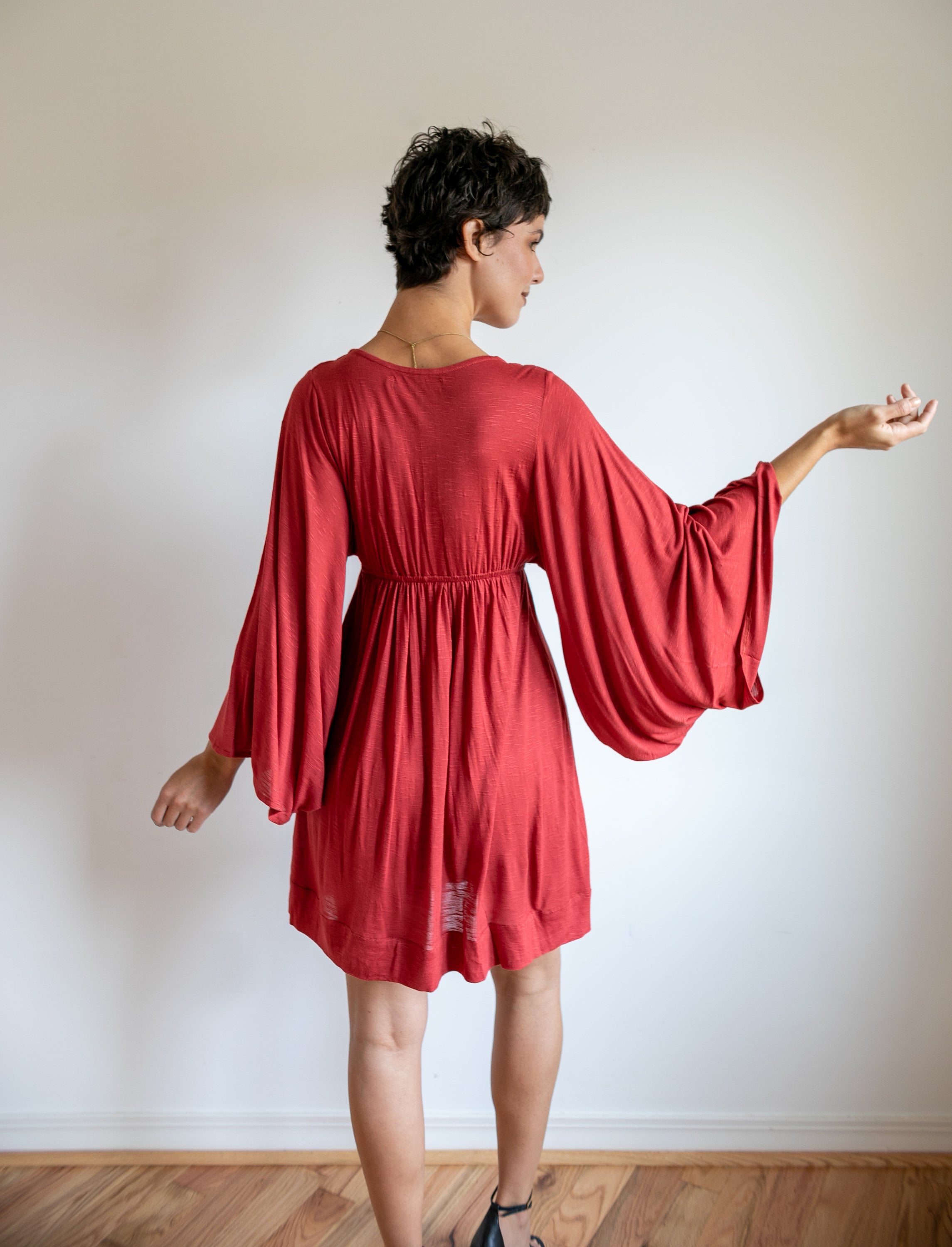 red bell sleeve dress GUNNE SAX for ModCloth Josephina - Limited Edition This elegant gown is the ultimate in evening sophistication Vintage Rococo Red Christmas Masquerade