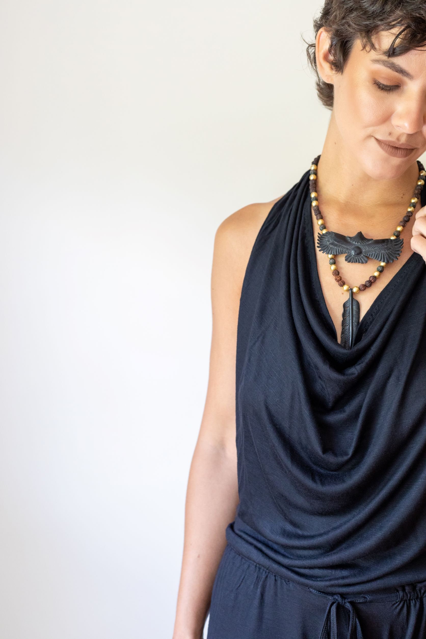 Women's One-piece Cowl Neck Halter Top Backless Yoga