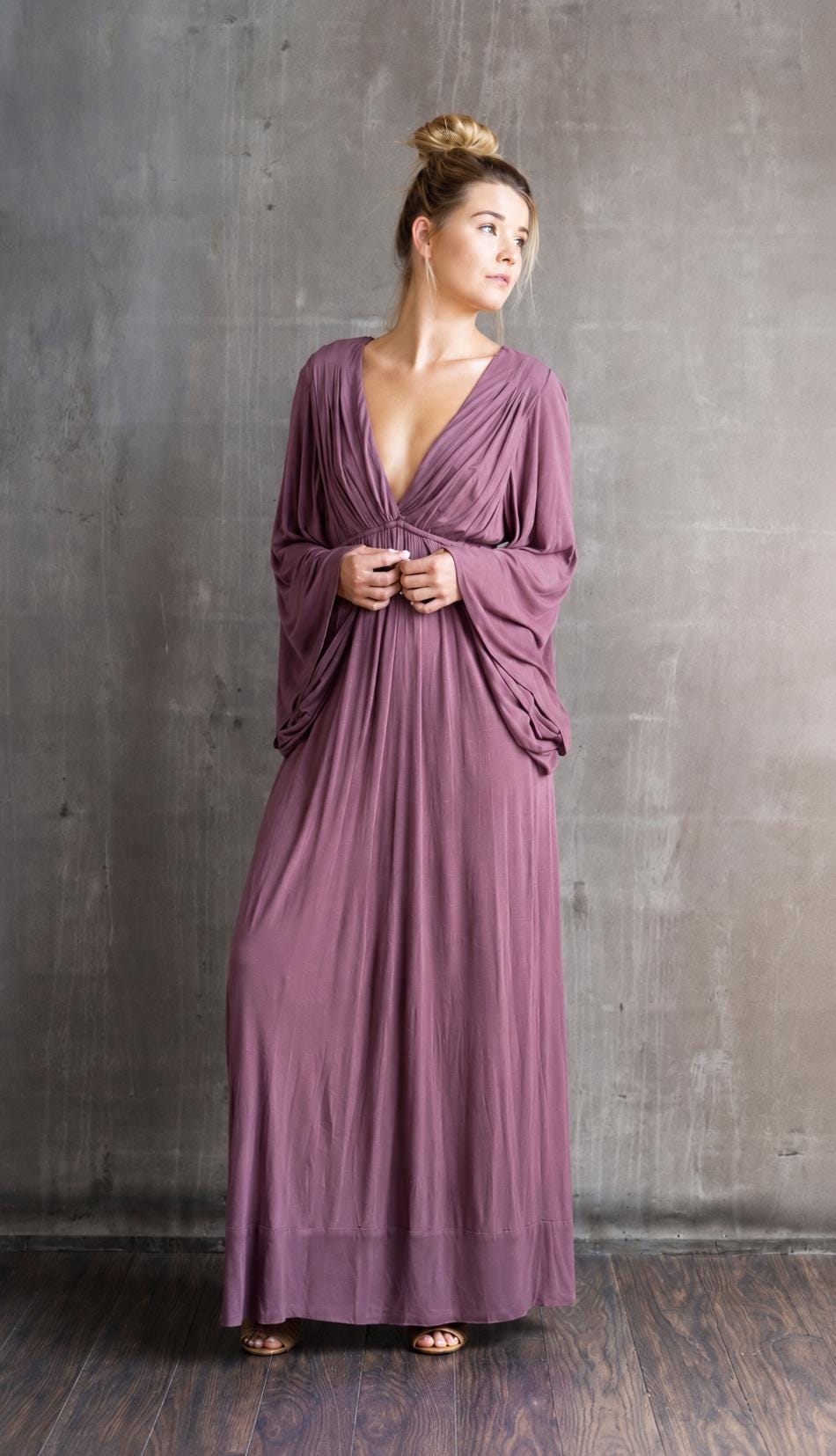bell sleeve flowy dress 6397