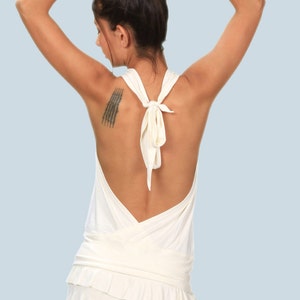 Cowl Front Backless Halter Top in White/Cream