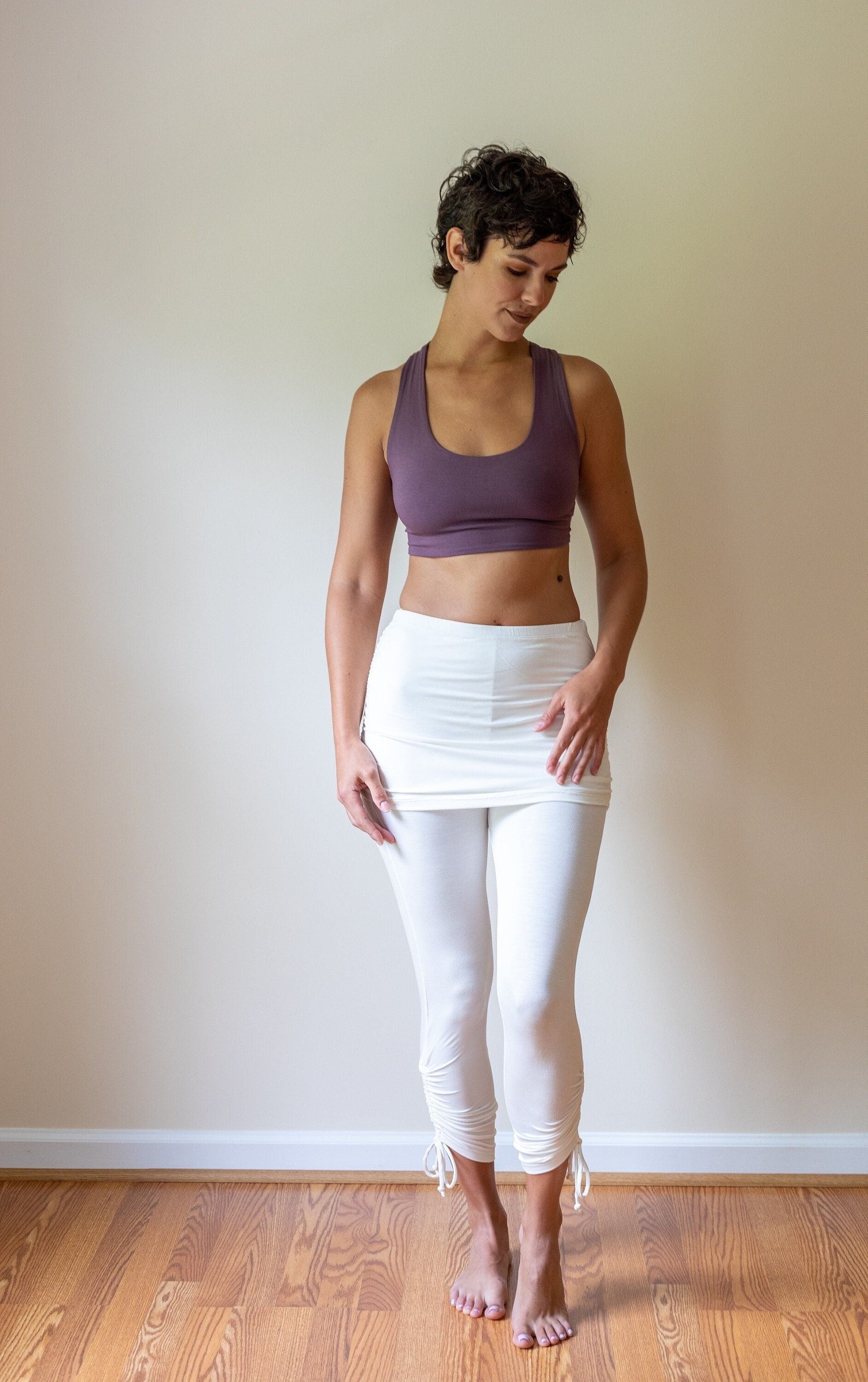 Cinched Ruched Yoga Leggings With Lace up Side Ties in White -  Canada