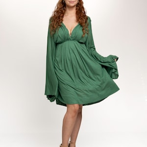 Robe vert émeraude à manches cloche : robe bohème en rayonne Fairy Festival