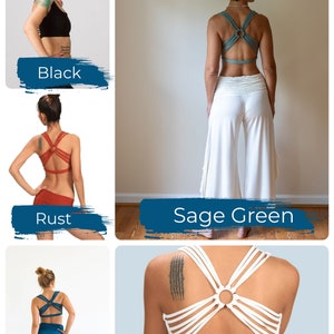 Shanti Criss Cross Back Yoga Bra Crop Top Tank Top in Sage Green image 7