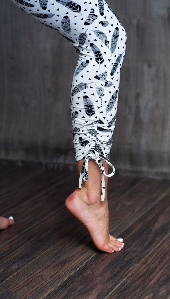 Feather Cinched Ruched Leggings With 