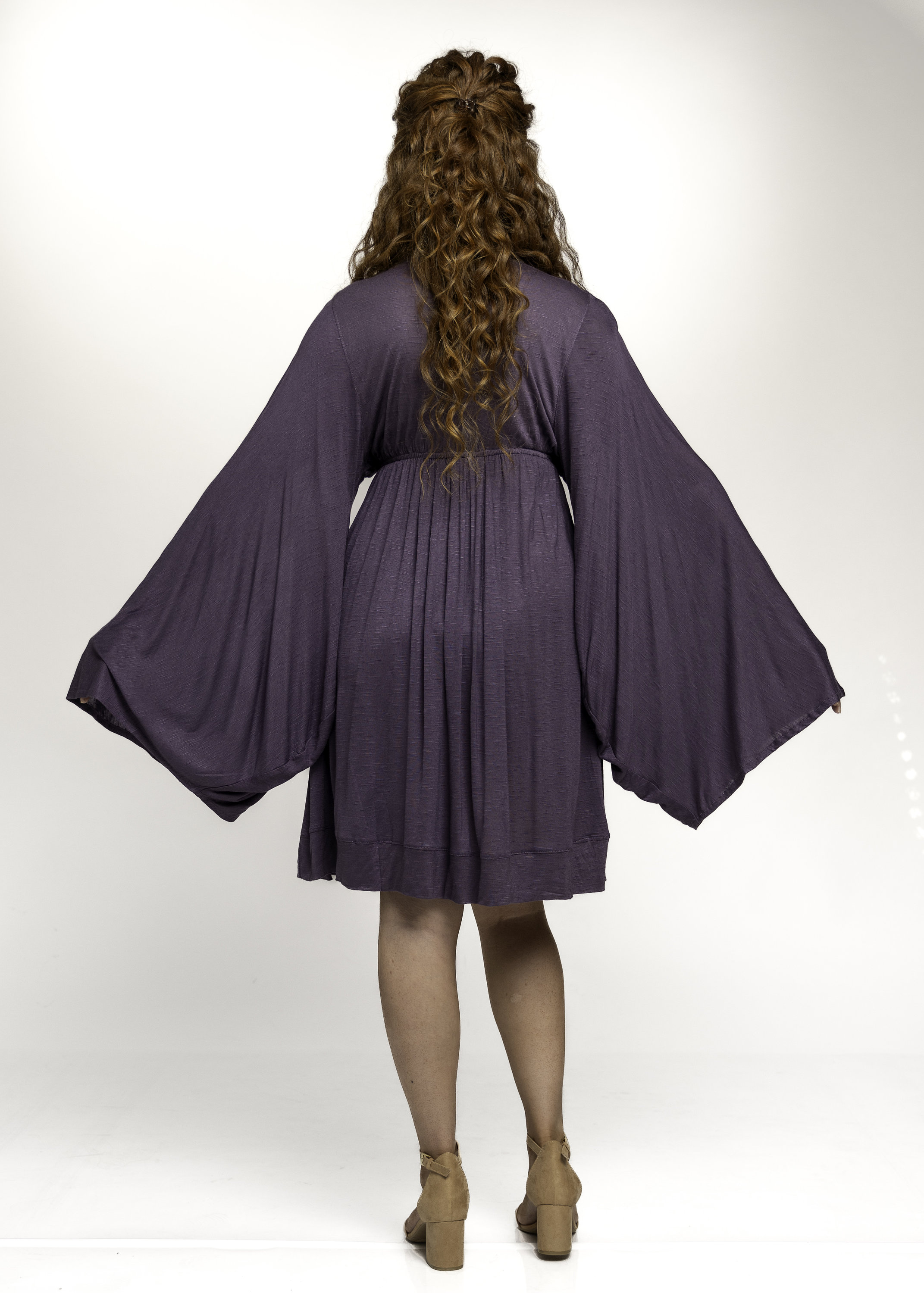 purple dress bell sleeves Bell Sleeve Dress
