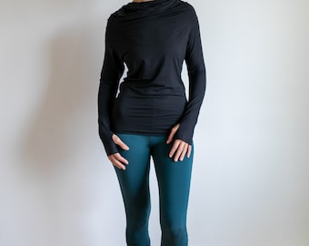 Ruched, Cinched Leggings with Side Ties in Dark Teal