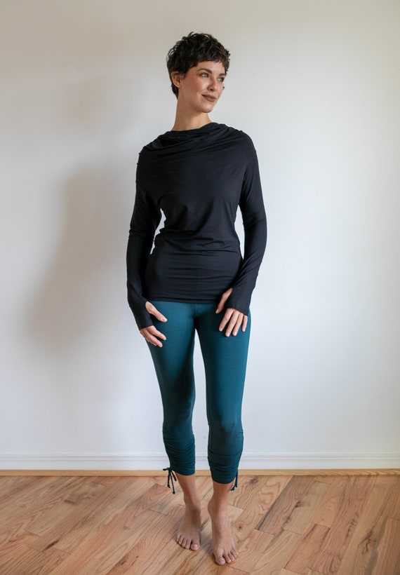 Ruched, Cinched Leggings With Side Ties in Dark Teal -  Canada
