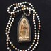 Carved Stone Buddha Pendant Antique Prayer Bead Mala Amonazite & Jasper Beaded Necklace