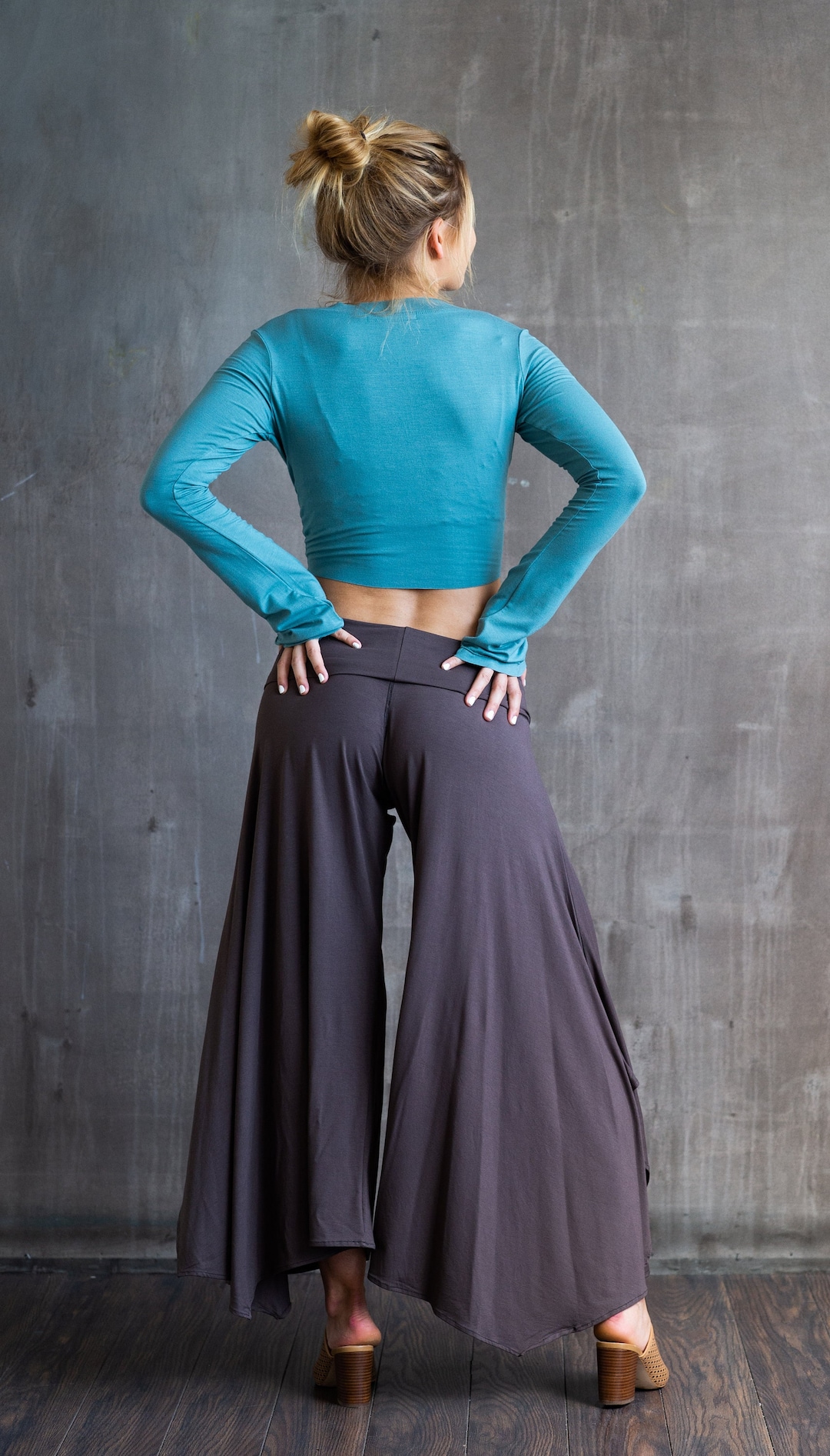 Paris Wide Leg, Flowy, Fold-over Waistband Gaucho Pants