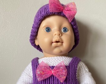 Dolls Dress Sweater Hat Dolls Outfit 18 inch Doll Purple