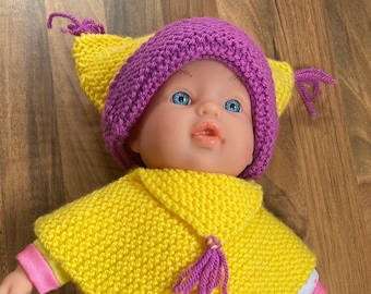 Dolls Clothes Outfit Poncho Hat Trousers for 10 -12 inch doll 30cm