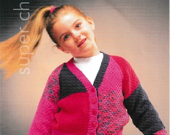 Knitting Pattern 2383 Children's Chenille Cardigan Patons ENGLISH