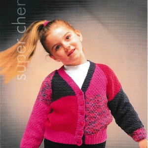 Knitting Pattern 2383 Children&#39;s Chenille Cardigan Patons ENGLISH