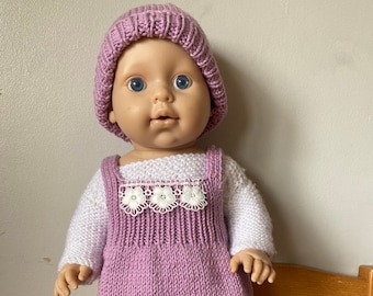 Dolls Dress Sweater Hat Dolls Outfit 18 inch Doll Lilac