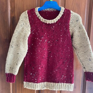 Kids Knitted Jumper 3-4 year Burgundy Tweed