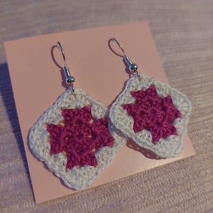 Crochet Earrings Handmade Earrings Granny Square
