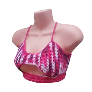 Crochet Bikini Crop Top Festival Beach Top  Love Ombre Crochet