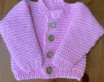 Babies Cardigan 9 months Hand Knitted Chunky Yarn 9ms