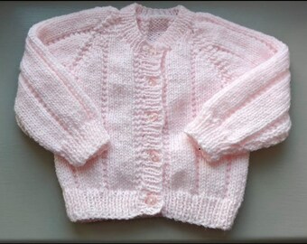 Baby Strickjacke Pink Handgestrickt 0 bis 3 Monate