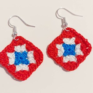 Crochet Earrings Handmade Earrings Granny Square
