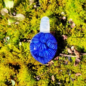 Glass necklace pendant ~  UV black light latticino cane glass pendant ~ portal pendant ~ heady pendant ~ festival art glass ~ Derek Jones