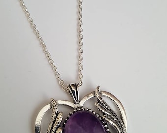 Stunning Amethyst Winged Heart Pendant