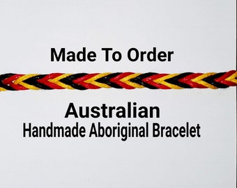 Hand Woven Aboriginal Bracelet  Made To Order On A Fully Adjustable Waxed Cord 2 Braided Choices