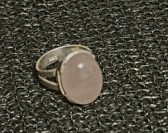 Solid Silver Hand Made Rose Quartz   Ladies Ring   Stock Clearance One Only Hallmarked 925
