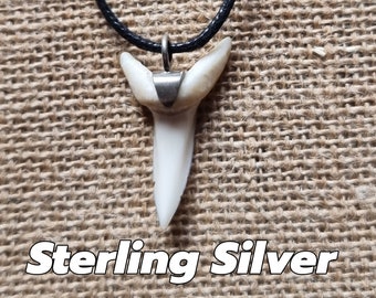 34.mm Large Australian Mako Shark Tooth Necklace Pendant Handmade Sterling Silver Shank Comes With Free 1.5 mm Fully Adjustable Waxed Cord