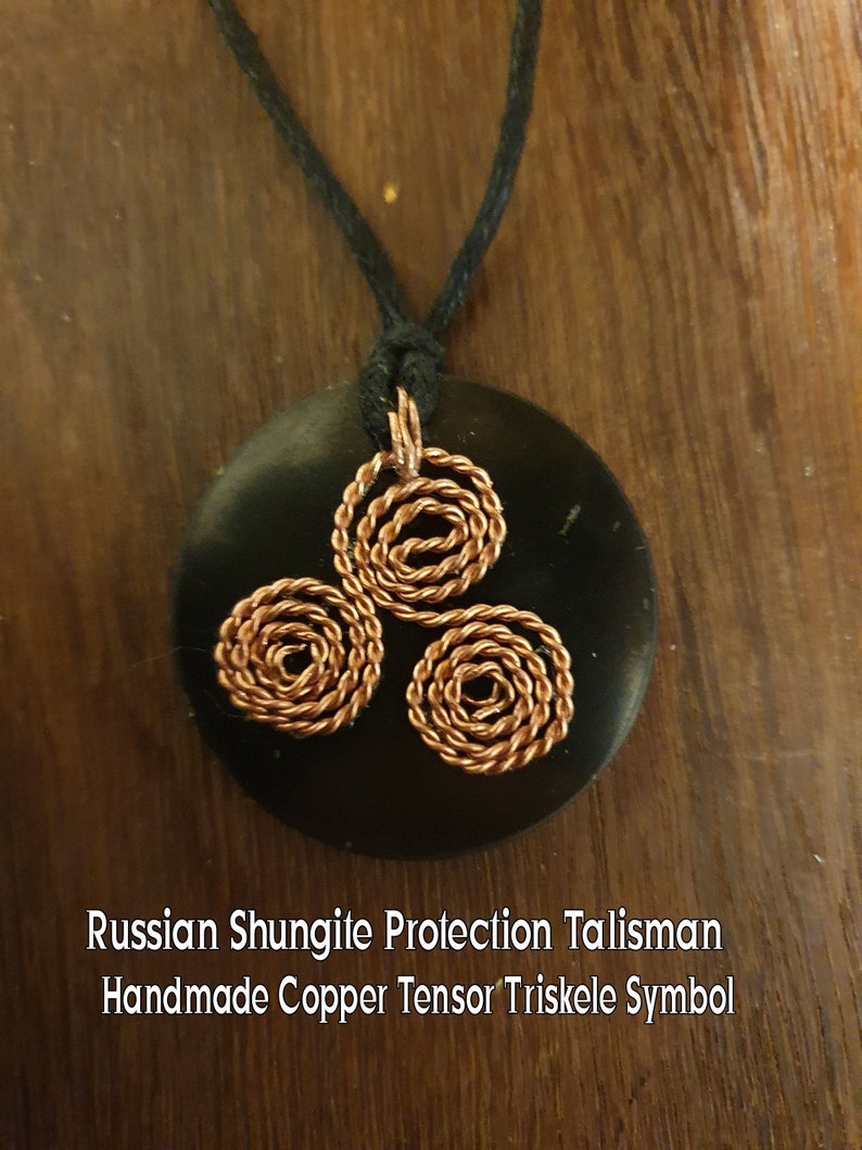 Copper Tensor Triskele On Shungite The Miracle EMFHealth Protection Stone Handmade To Order