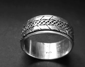 Solid Silver Large Hand Made Heavy Gents Celtic Knot Spinner   Ring Hallmarked  Stock Clearance One Only