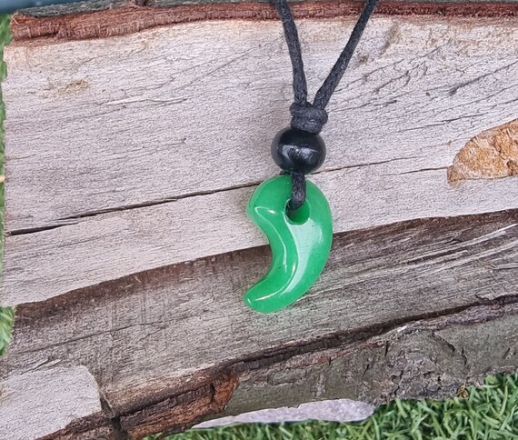 Japanese Shinto Green Jade Magatama Personal Protection Stone