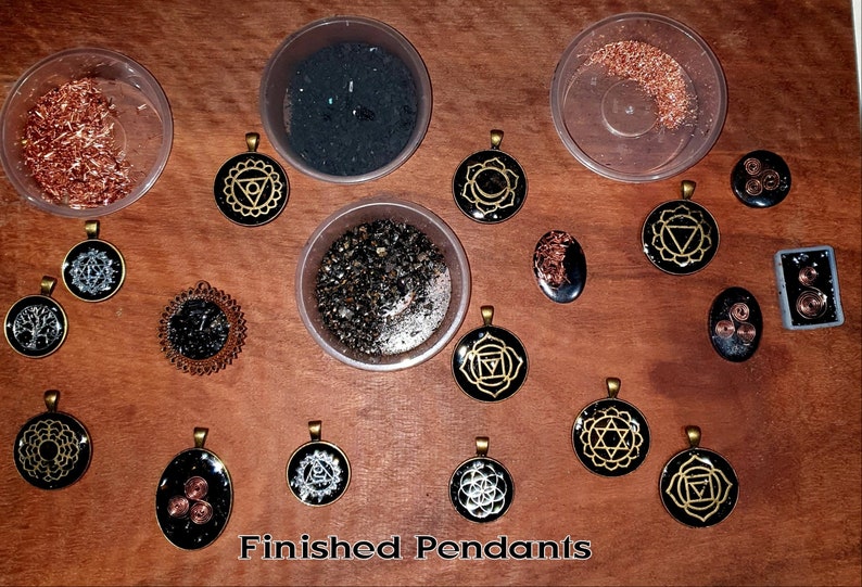Shungite Elite EMFHealth 5G Protection Seed Of Life Pendant Hand Filled In A Antique Brass Case Comes On A Fully Adjustable Strong Cord