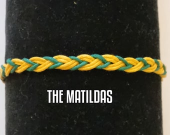 Hand Wove Australian Women's  Rugby  MATILDAS   Bracelets  Made To Order On A Fully Adjustable Waxed Cord