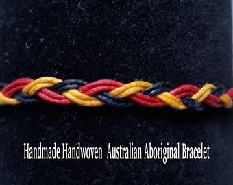 Hand Woven Aboriginal Bracelet  Made To Order On A Fully Adjustable Waxed Cord 2 Braided Choices