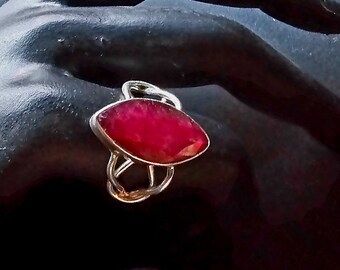 Solid Silver Hand Made Ladies Ring Ruby Setting   Stock Clearance One Only Hallmarked 925