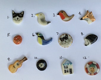 Pick & Mix Porcelain Earrings. Choose two different stud earrings to make a unique pair of the things you love or select a matching pair!