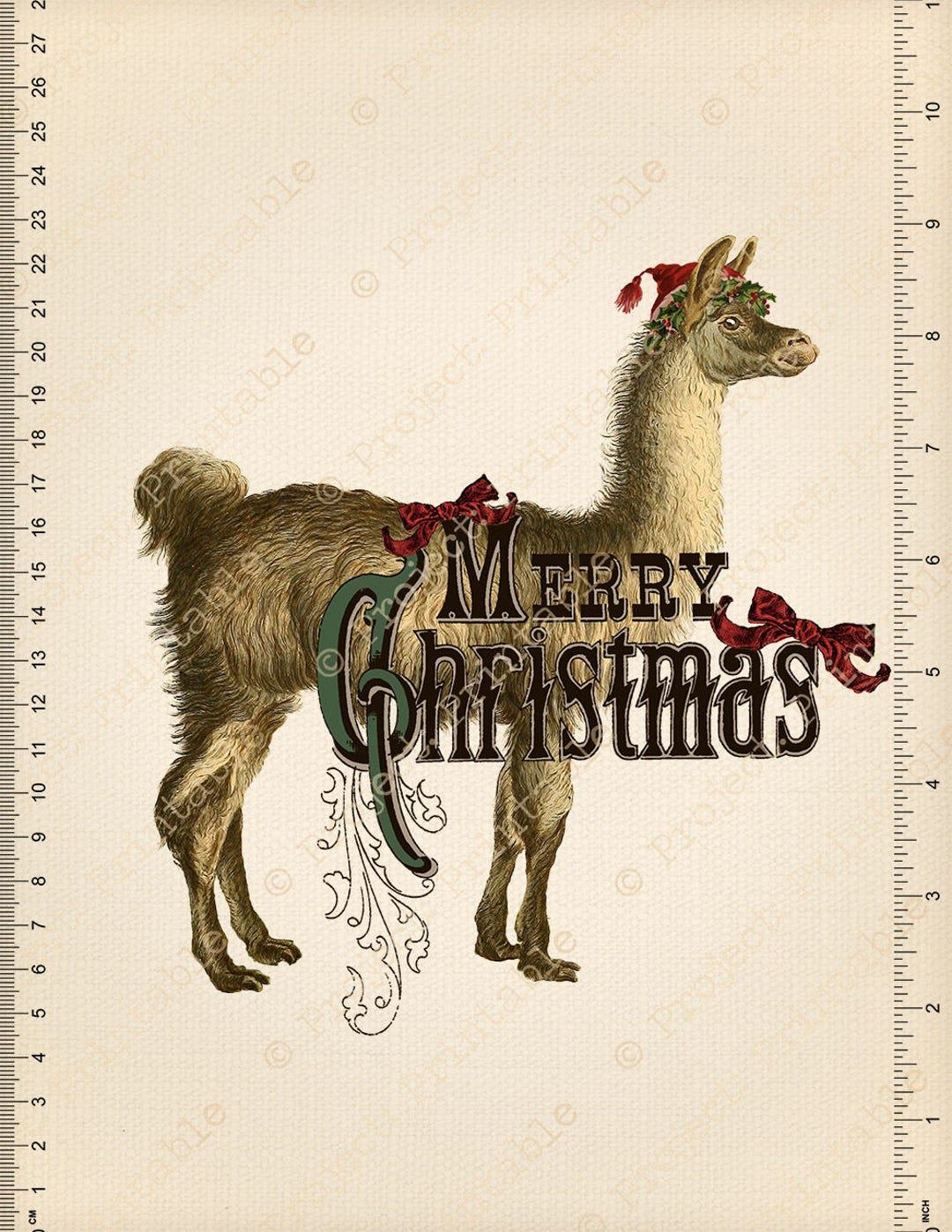 Instant Download Printable CHRISTMAS Llama COLOR Vintage Style - Etsy UK