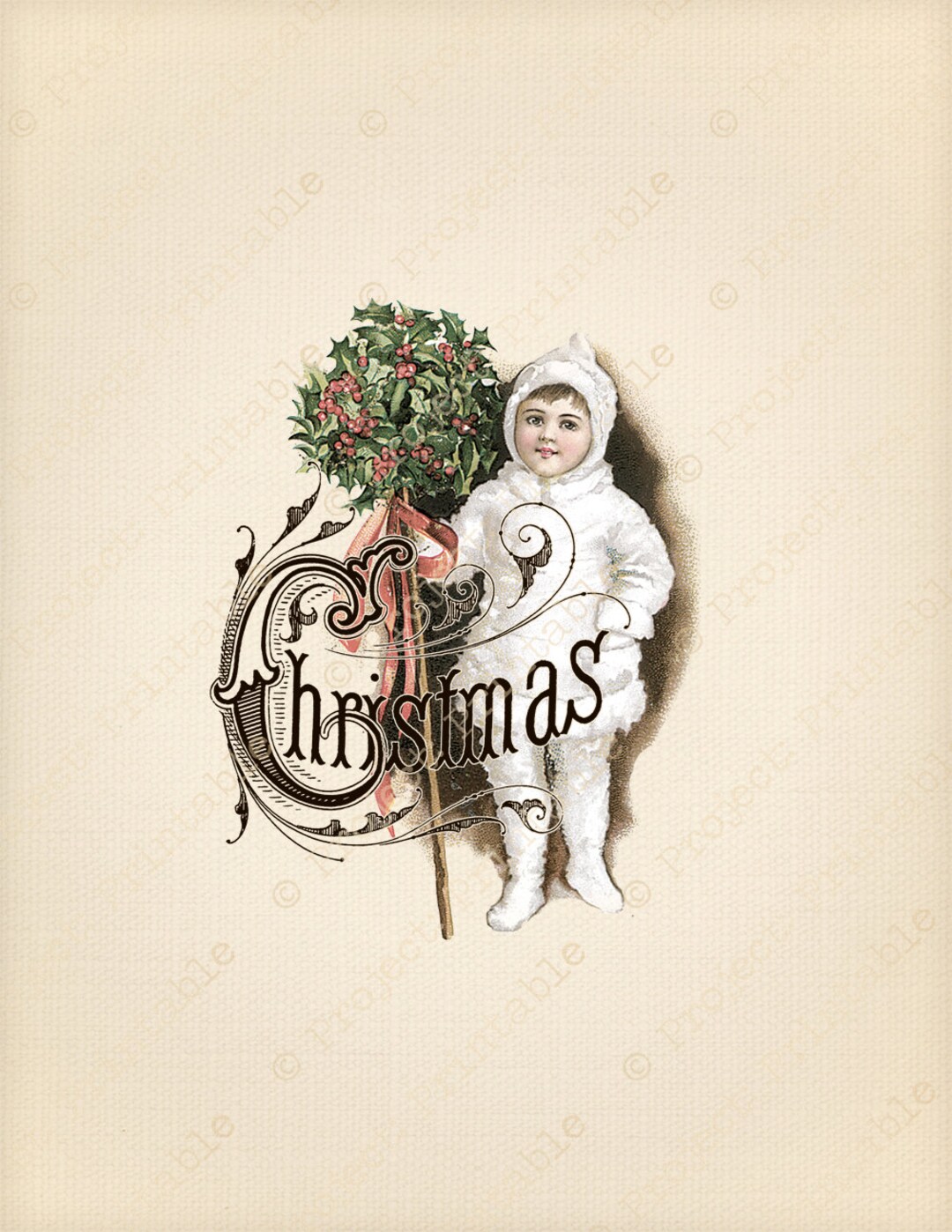 CHRISTMAS Instant Download Printable COLOR Victorian Girl Fabric Image ...