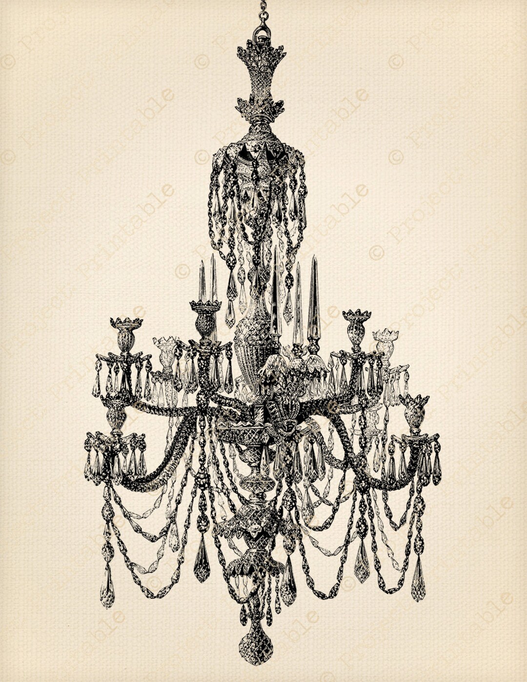 Printable Vintage Chandelier Instant Download Shabby Chic - Etsy Canada