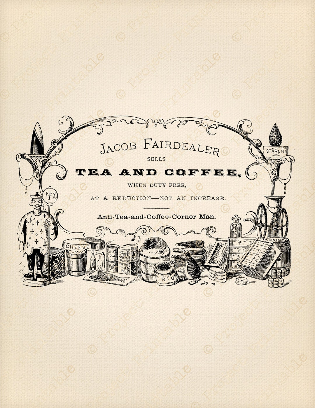 Instant Download Printable Vintage Victorian Tea Coffee Advert ...