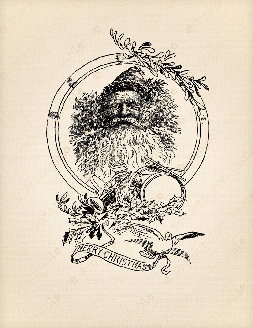 Santa Claus Instant Download Printable Vintage CHRISTMAS Father ...
