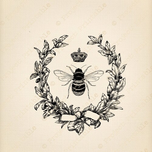 Vintage QUEEN BEE CROWN Instant Download Printable Ornate - Etsy