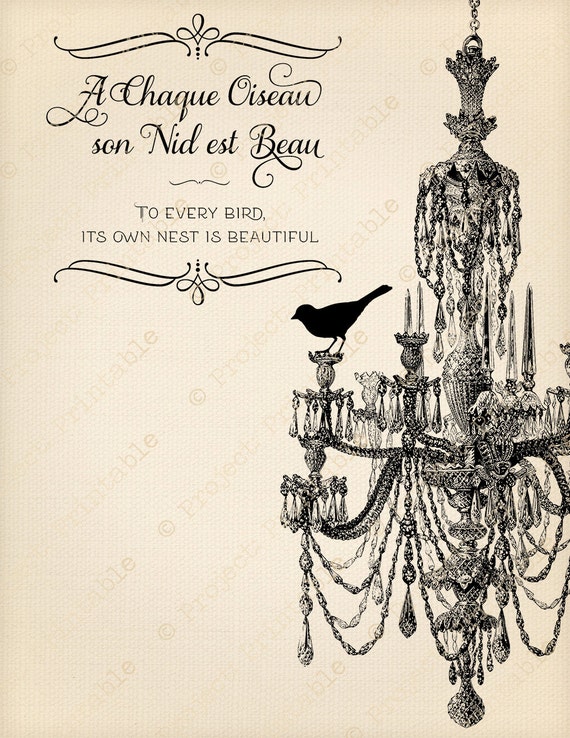 Bird on CHANDELIER Home Nest Quote Printable Instant Etsy
