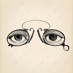 Instant Download Printable Vintage Eyes Glasses Spectacles Steampunk Graphics Clip Art Digital Fabric Transfer Image iron on clipart image 1