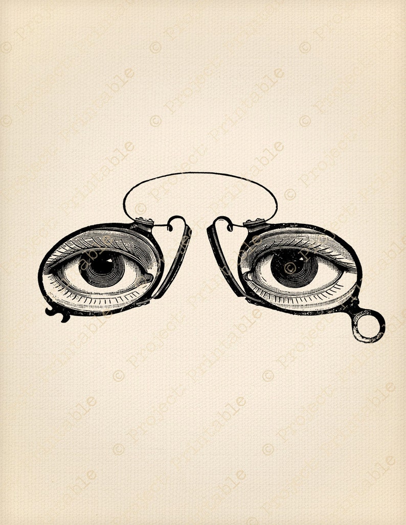 Instant Download Printable Vintage Eyes Glasses Spectacles Steampunk Graphics Clip Art Digital Fabric Transfer Image iron on clipart image 1
